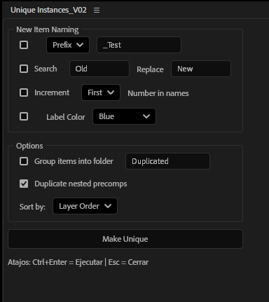 Unique Instances Screenshot